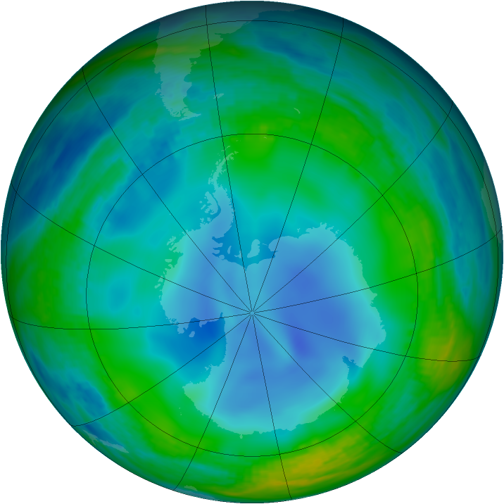 Antarctic ozone map for 18 June 1988